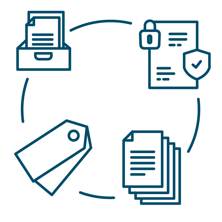 Illustration für die Funktionalität von Paperless – Verwaltung und Verschlagwortung von Dokumenten inklusive E-Signatur